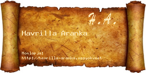 Havrilla Aranka névjegykártya